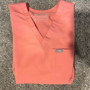 Figs Coral V-Neck Medical Top